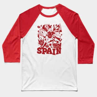 Vintage Spanish Football // Retro Grunge Spain Soccer 2022 Baseball T-Shirt